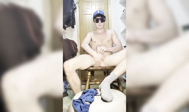 Nubile in Grey Socks flexing tugging frigging