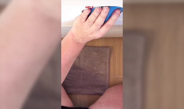 Gay-for-pay stud with an XL pecker creeps to the gloryhole – while his wifey waits in the van