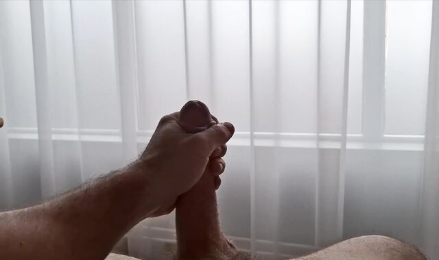 Wild Parent Is Nearly Caught As He Faps Off By Open Window