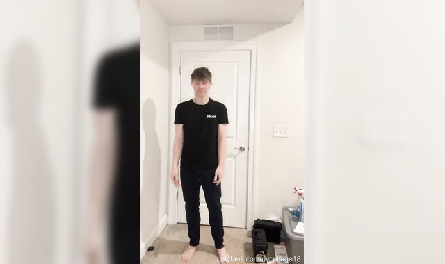 Dangled platinum-blonde lad claps forearms and loses clothes