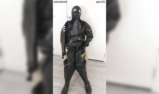 Breath have fun in strong condom Viking drysuit dry diving suit, spandex gasmask, neoprene spandex hood