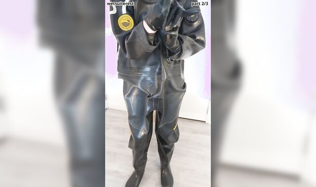 Breath have fun in strong condom Viking drysuit dry diving suit, spandex gasmask, neoprene spandex hood