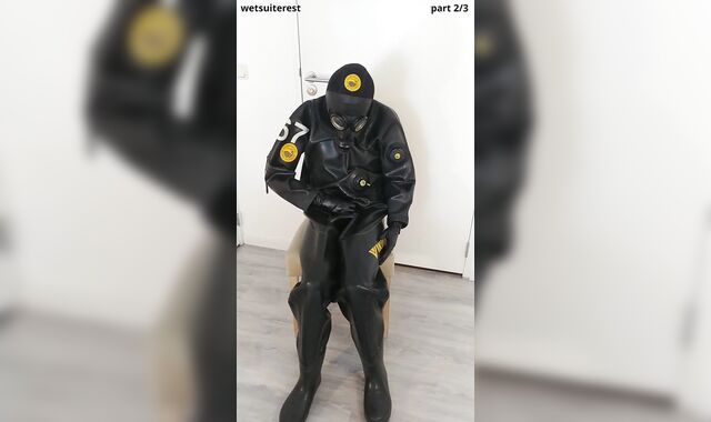 Breath have fun in strong condom Viking drysuit dry diving suit, spandex gasmask, neoprene spandex hood