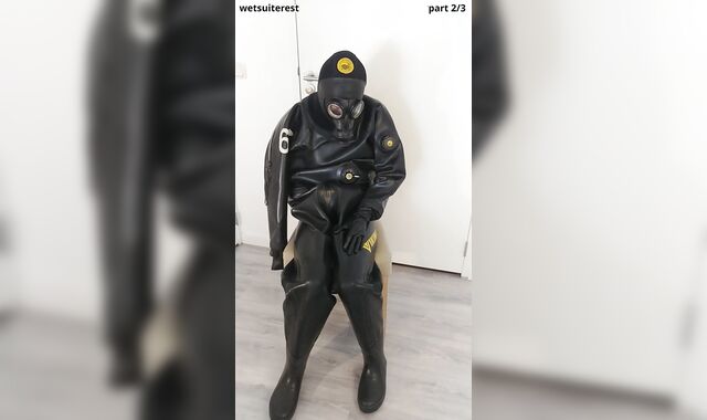 Breath have fun in strong condom Viking drysuit dry diving suit, spandex gasmask, neoprene spandex hood