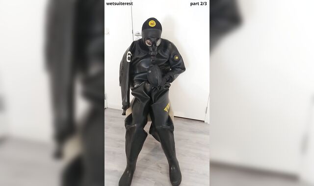 Breath have fun in strong condom Viking drysuit dry diving suit, spandex gasmask, neoprene spandex hood