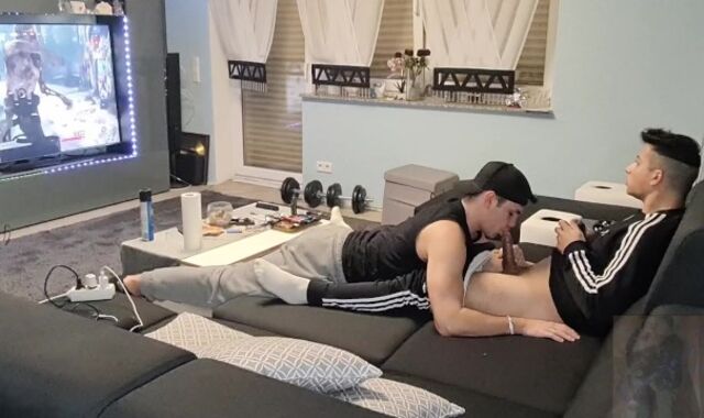 My man astonished me with a adorable deep throat while I was gaming and I shot my jism in his throat