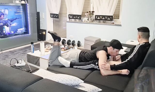 My man astonished me with a adorable deep throat while I was gaming and I shot my jism in his throat