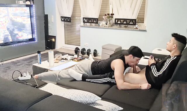 My man astonished me with a adorable deep throat while I was gaming and I shot my jism in his throat