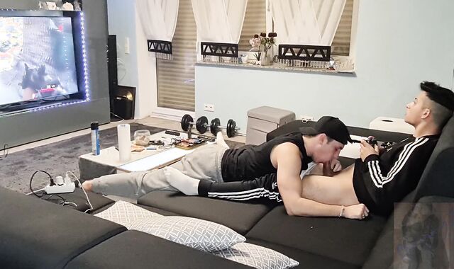 My man astonished me with a adorable deep throat while I was gaming and I shot my jism in his throat