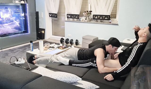 My man astonished me with a adorable deep throat while I was gaming and I shot my jism in his throat