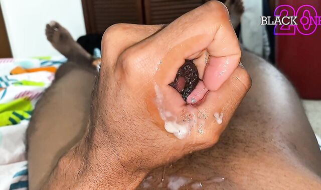 Father embarks draining his hard-on dry and then puts coconut lube on it to get a testicles