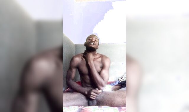 Having a jiggly afternoon wanking alone with my BIG BLACK COCK