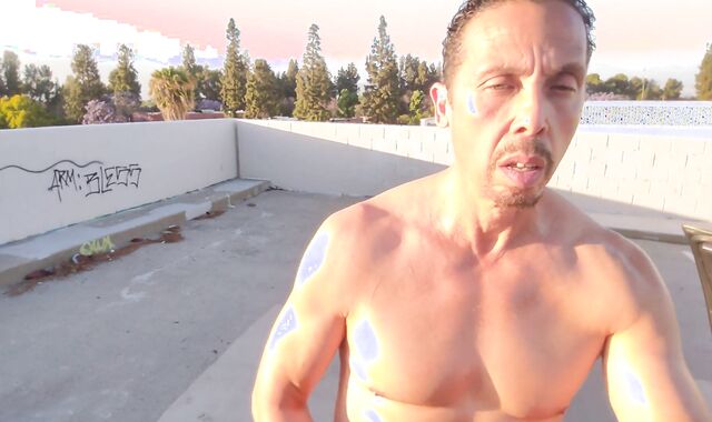 Horney after exercise, masturbate in parking pile of gym (rainbow in background at two:35)