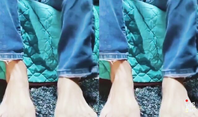 Fellow showcases off his sweat-soaked sexually attractive soles after a day at work