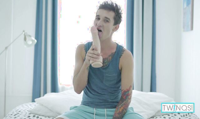 Inked Dark-haired Noah A Rams A Immense Faux-cock In His Culo Slot!