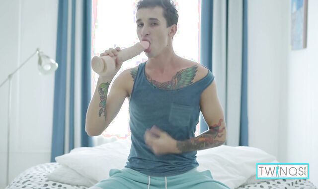 Inked Dark-haired Noah A Rams A Immense Faux-cock In His Culo Slot!