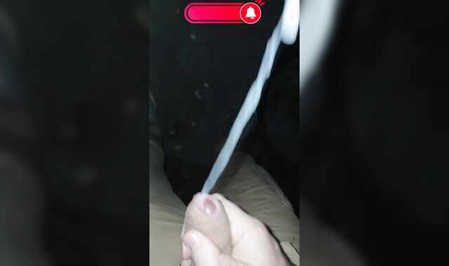 The most powerful jizm-shot at night on the street