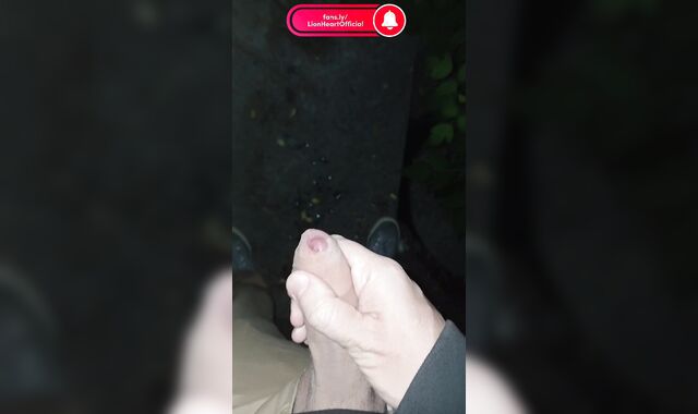 The most powerful jizm-shot at night on the street