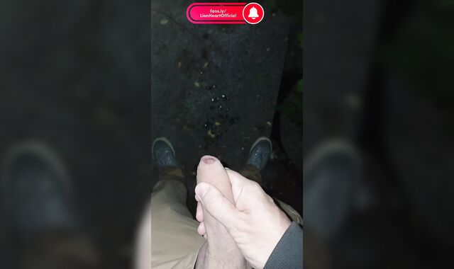 The most powerful jizm-shot at night on the street