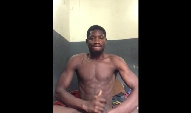 Dark-hued male BIG BLACK COCK delve stroking