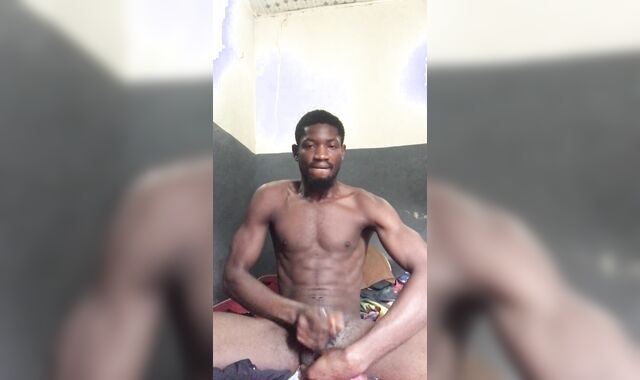 Dark-hued male BIG BLACK COCK delve stroking