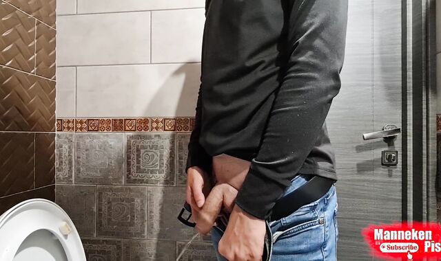 Stud lengthy pees a huge dose of urine