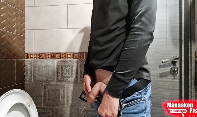 Stud lengthy pees a huge dose of urine