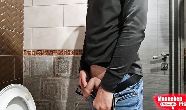 Stud lengthy pees a huge dose of urine