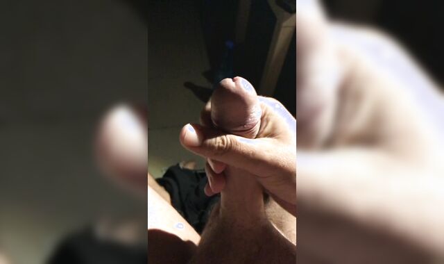 A fast stroke and spunk before couch