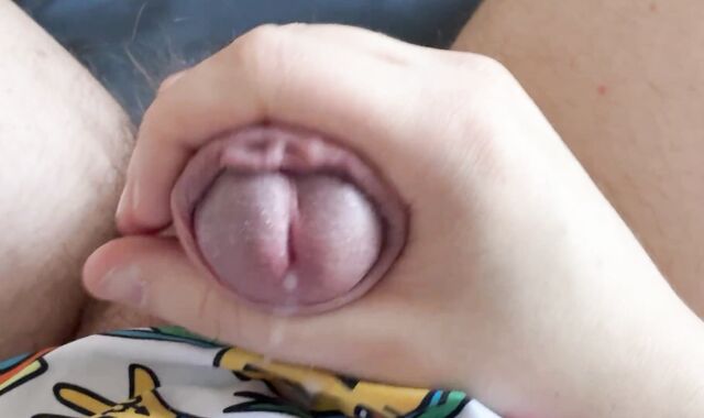 Close up of My edging Stiffy and Spunk