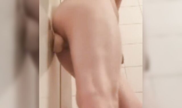 Brilliant milky backside polishing fake penis