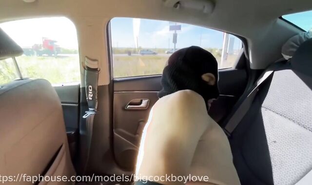 A passerby dad fellated my ginormous schlong and pounded me raunchy in a cab, a public femboy cruise!