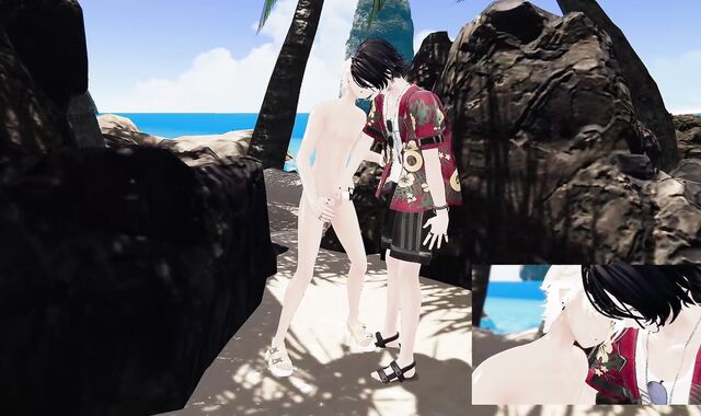 Asian man getting pulverized, filmed on the beach (original VRAV)