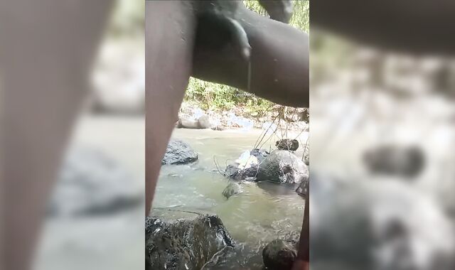 Jacking humungous dark-hued man-meat outdoors part two