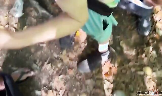 Homemade dilettante POINT OF VIEW Filming outdoors naughty AJ