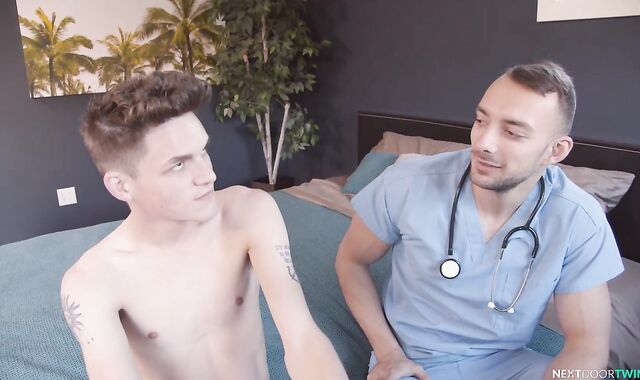 Next Door Twunk - Avery Jones in uniform and Johnny B butt licking