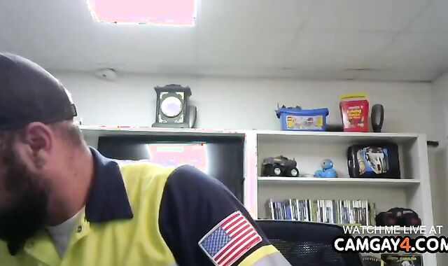 elderly Bearded fellow Stroking In web cam