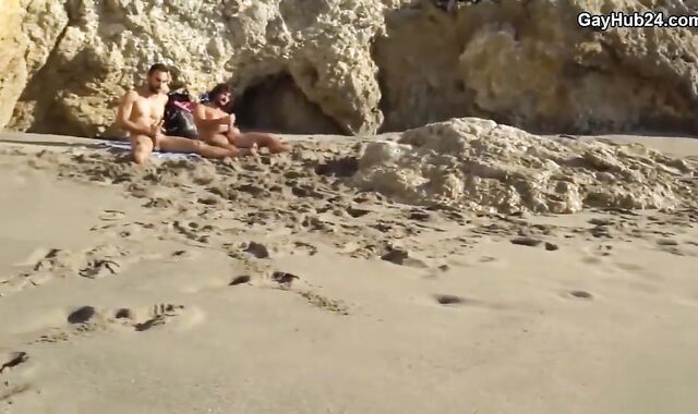 massive hard-ons jerking At The Beach With fluid stream. non-pro Outdoor