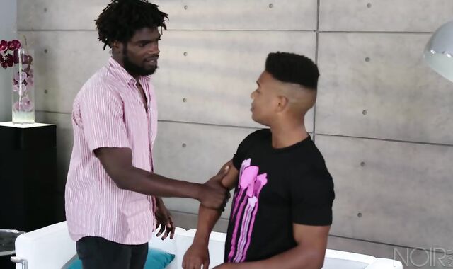 Noir Masculine: Adrian and Devin's white pearly sans a condom orgasm