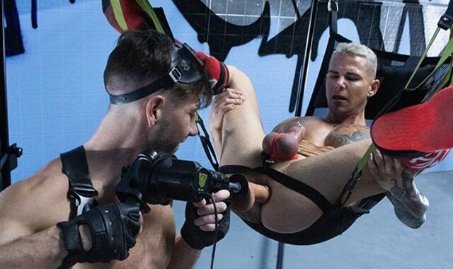 RawFuckBoys - Strung Up force top opens up bottom in the Fort Troff basement space space