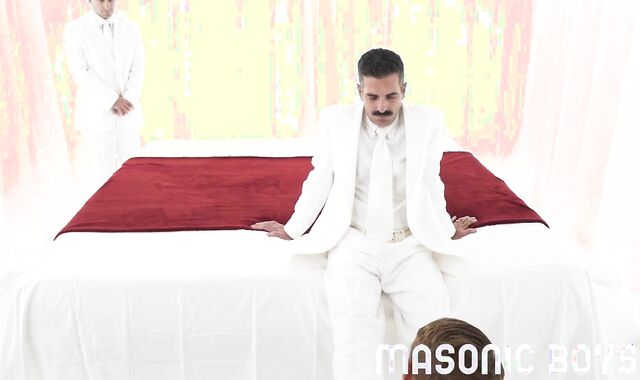 MasonicBoys - Uber-Uber-Ultra-Cute silver-ash-blonde gets used and raw ripped up by suited strung up DILF