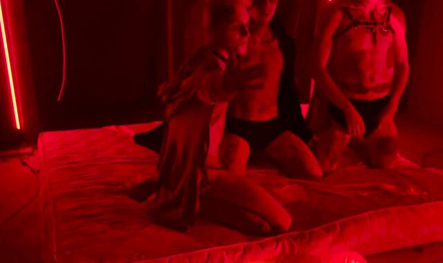 3 demons and a garrulous fellow arranged a gang intercourse in an deprived