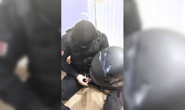 Solo Heat: swat soldier jerk off in uniform and hood
