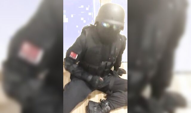 Solo Heat: swat soldier jerk off in uniform and hood