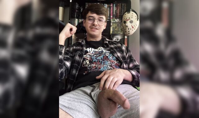 Geeky Boy With A Big Cock Cums