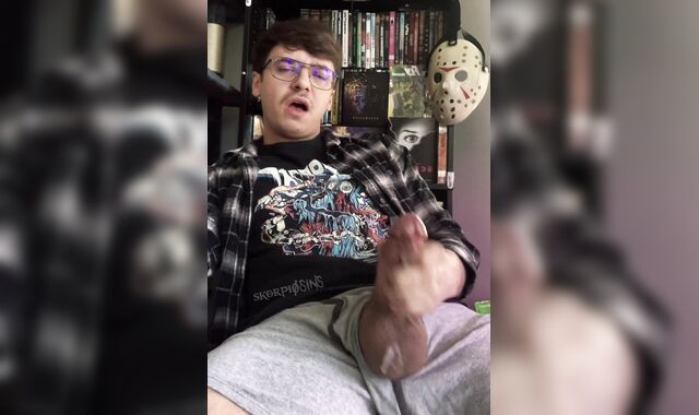 Geeky Boy With A Big Cock Cums