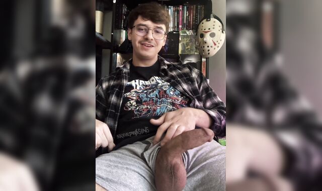 Geeky Boy With A Big Cock Cums