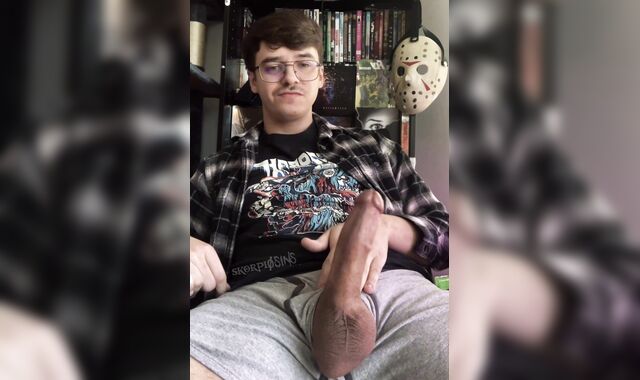 Geeky Boy With A Big Cock Cums