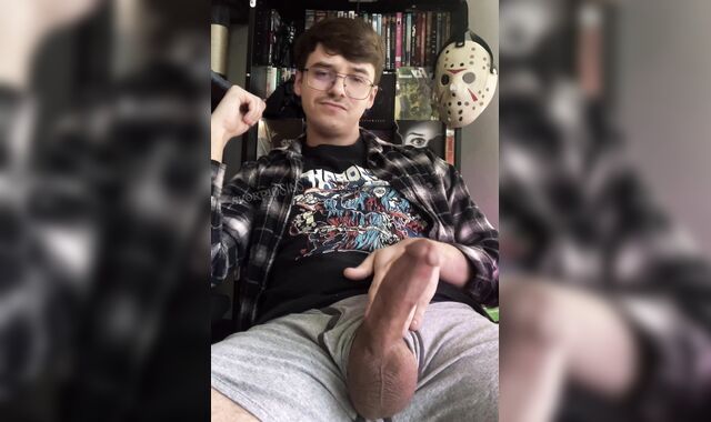 Geeky Boy With A Big Cock Cums