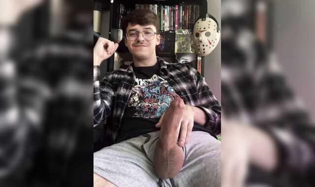Geeky Boy With A Big Cock Cums